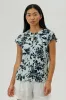 International INC Company Floral Short Sleeve Blouse - Aqua sold by Fairweather