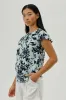 International INC Company Floral Short Sleeve Blouse - Aqua sold by Fairweather