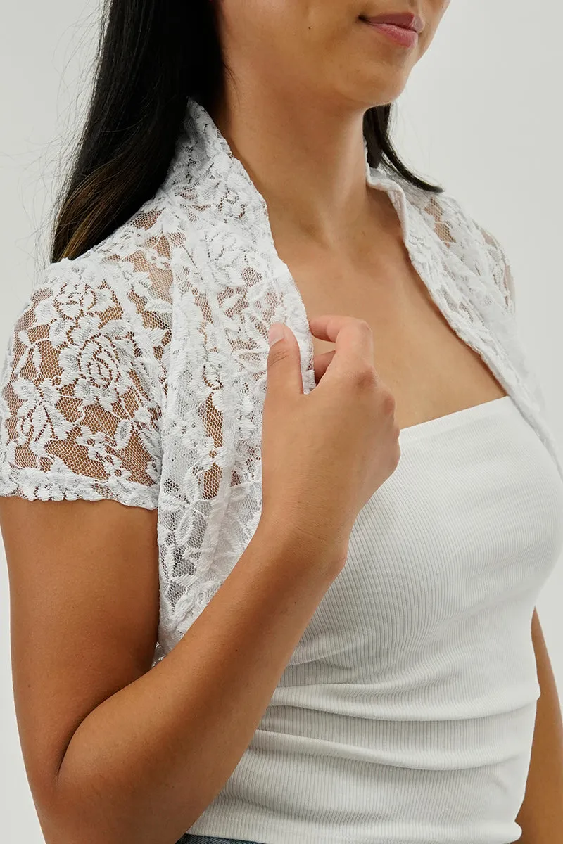 Impress Floral Lace Cardigan - White sold by Fairweather product image thumbnail 4