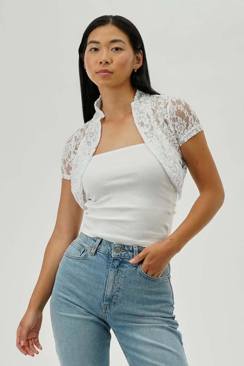 Impress Floral Lace Cardigan - White sold by Fairweather