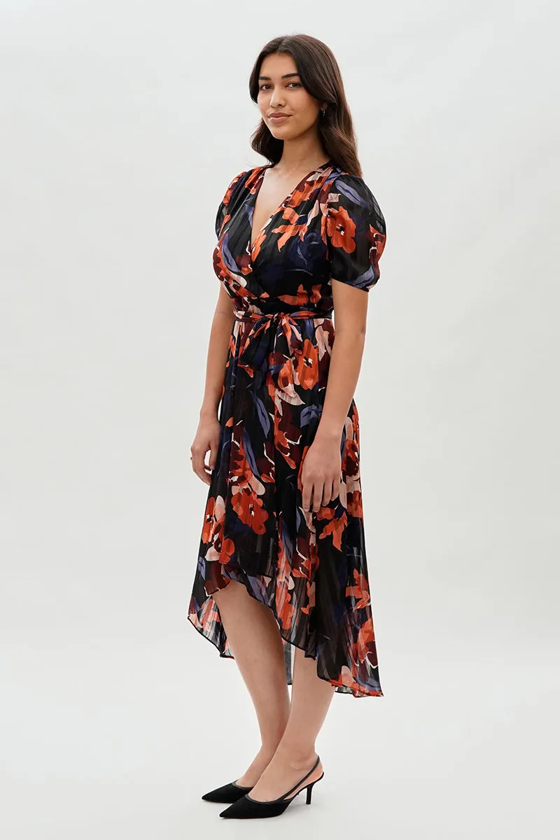 Costa Blanca Floral Wrap Midi Dress - Navy sold by Fairweather product image thumbnail 2