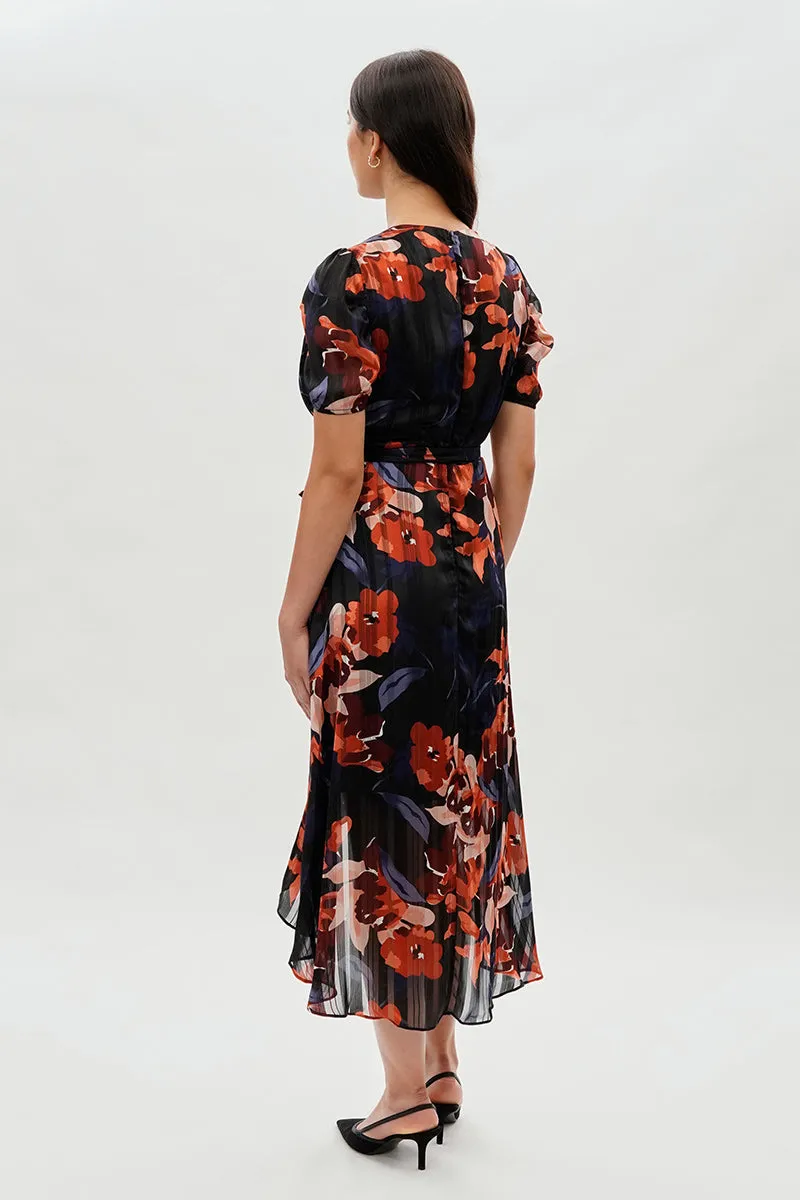 Costa Blanca Floral Wrap Midi Dress - Navy sold by Fairweather product image thumbnail 3