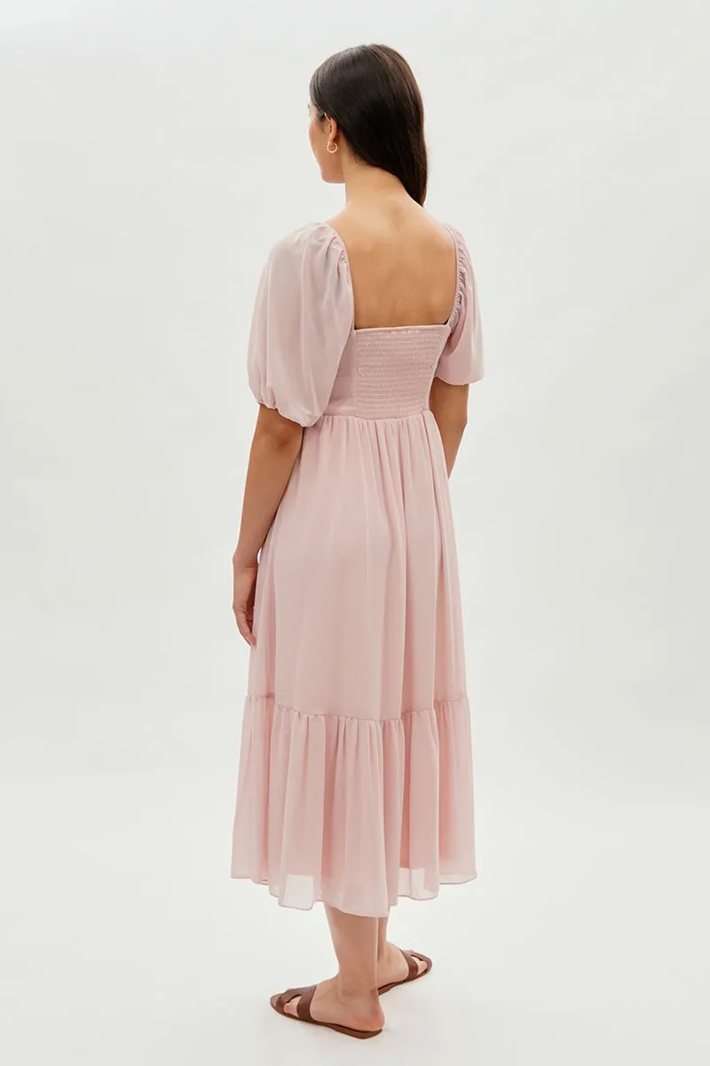 Beechers Brook Pleated Puff Sleeve Midi Dress - Blush sold by Fairweather product image thumbnail 3
