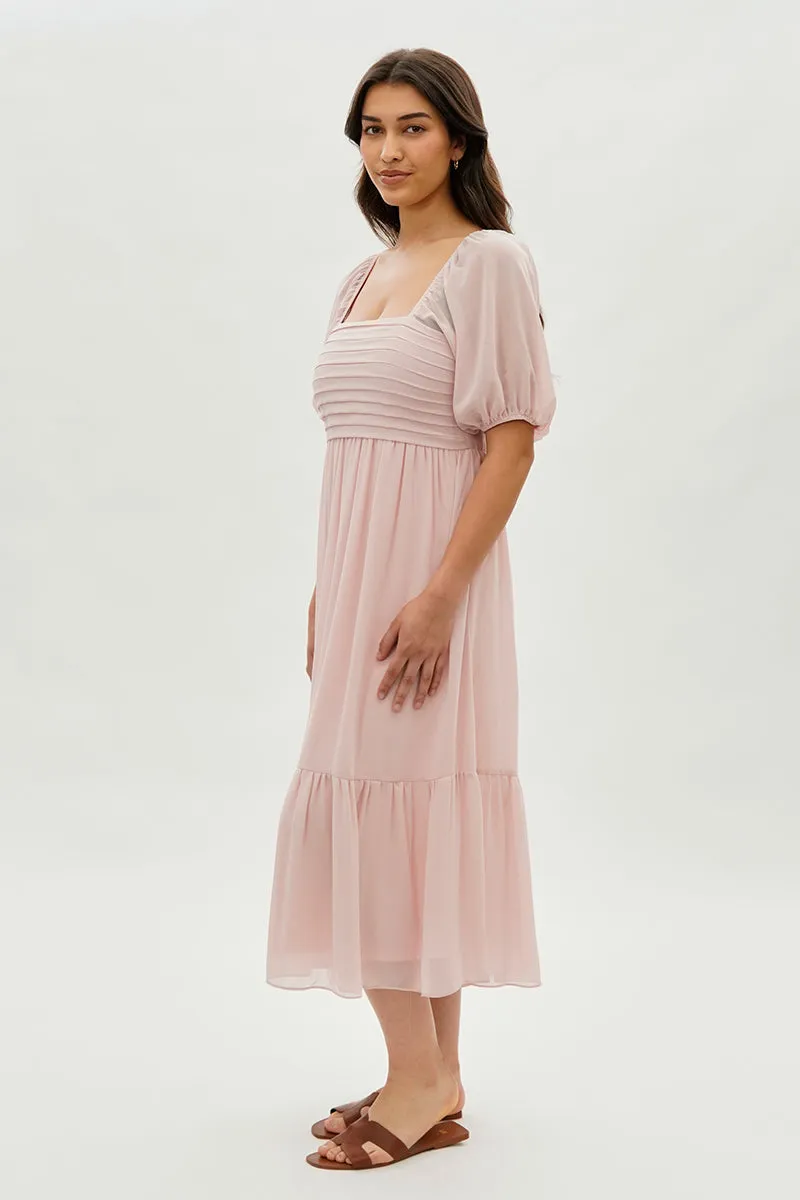 Beechers Brook Pleated Puff Sleeve Midi Dress - Blush sold by Fairweather product image thumbnail 2