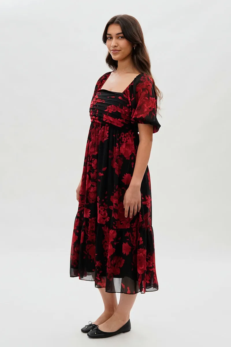 Beechers Brook Pleated Square Neck Midi Dress - Black sold by Fairweather product image thumbnail 2