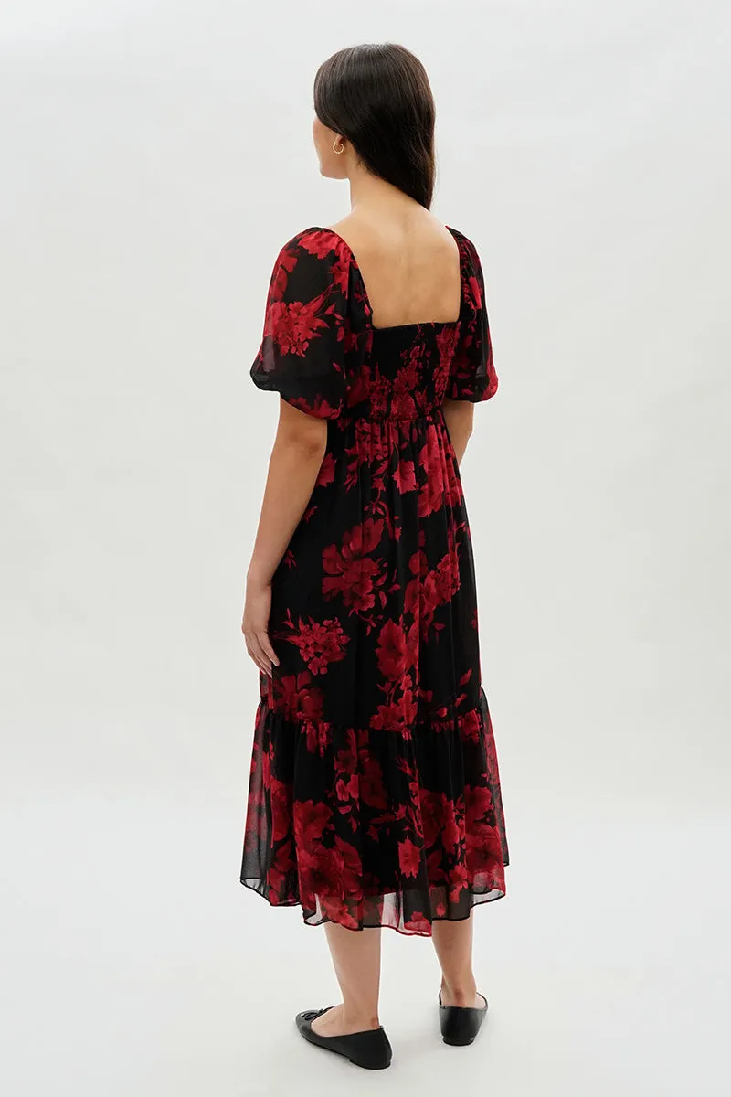 Beechers Brook Pleated Square Neck Midi Dress - Black sold by Fairweather product image thumbnail 3