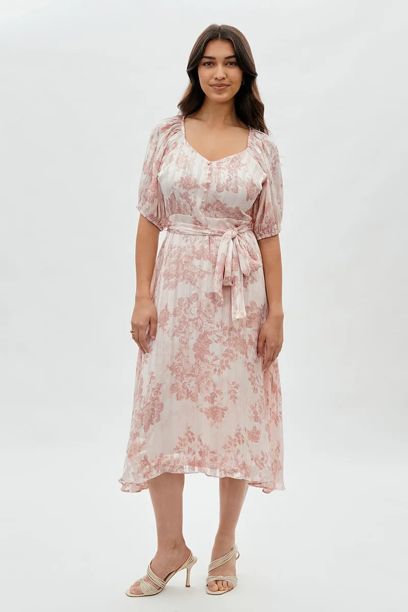 Costa Blanca Floral Short Sleeve Midi Dress - Blush sold by Fairweather product image thumbnail 5