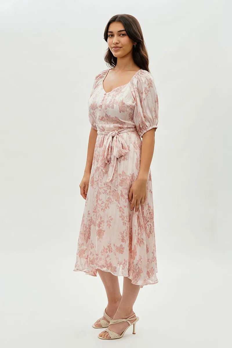 Costa Blanca Floral Short Sleeve Midi Dress - Blush sold by Fairweather product image thumbnail 2