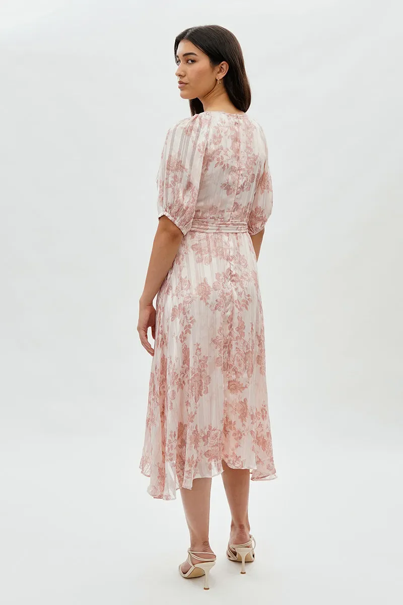 Costa Blanca Floral Short Sleeve Midi Dress - Blush sold by Fairweather product image thumbnail 3