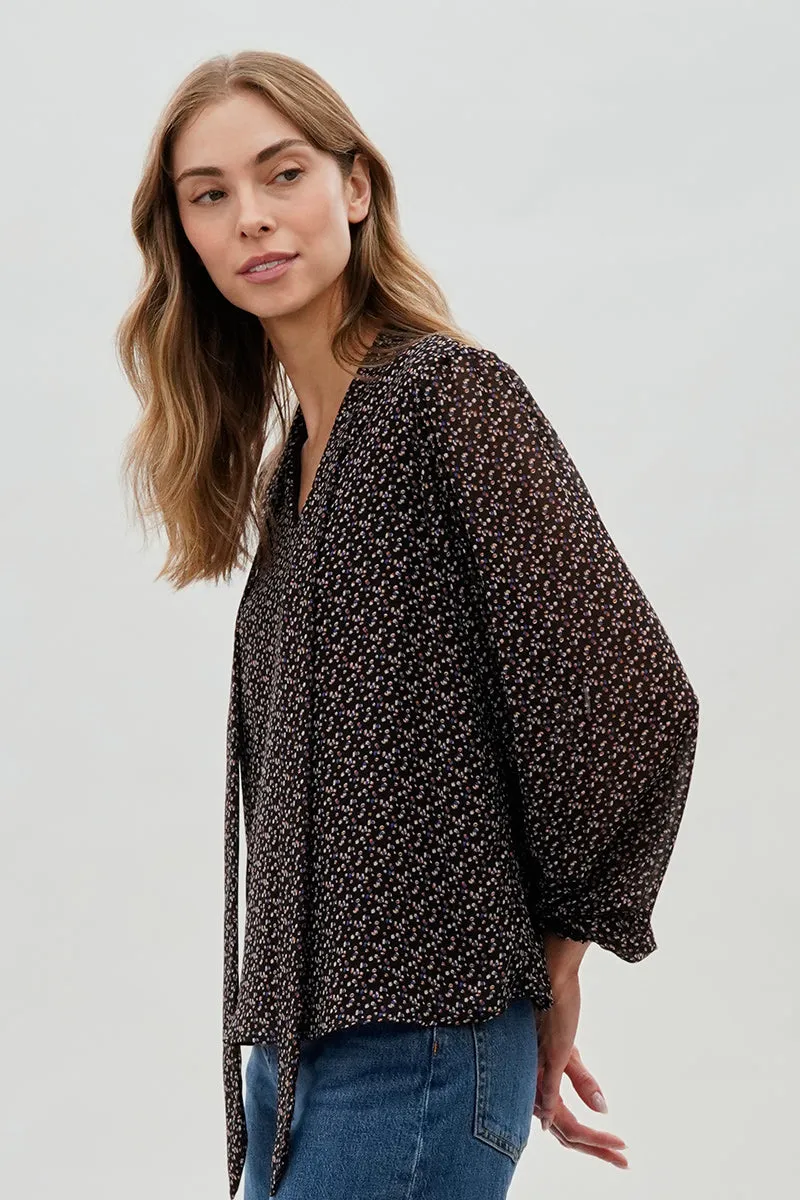 Tie-Neck Chiffon Blouse - Black sold by Fairweather product image thumbnail 2