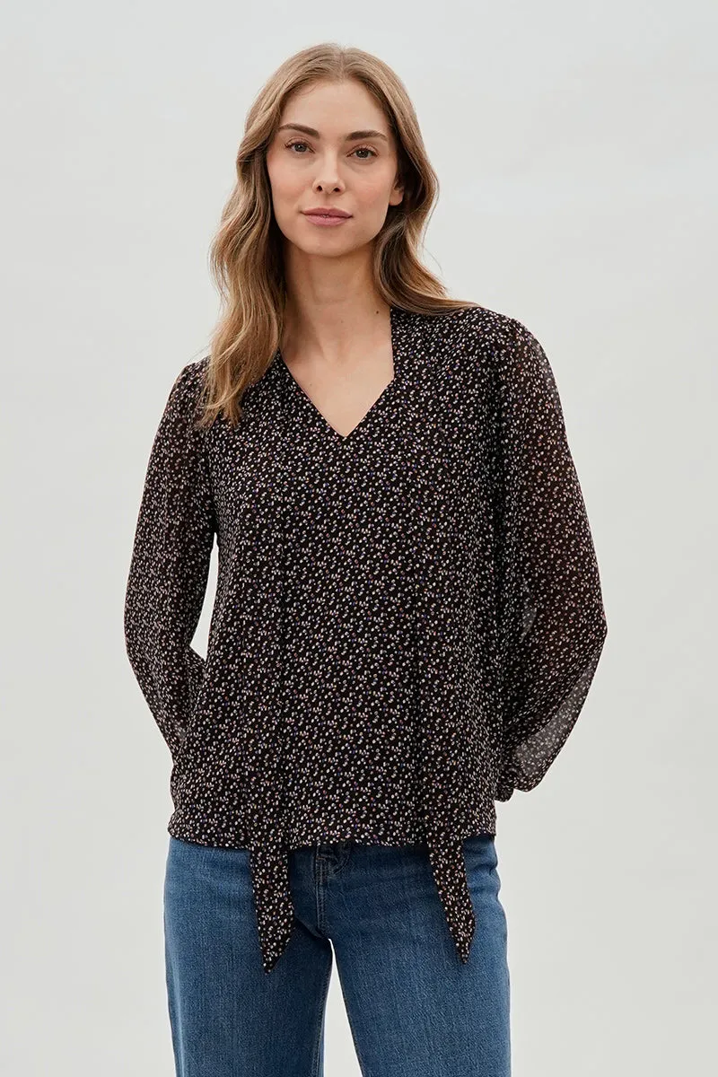 Tie-Neck Chiffon Blouse - Black sold by Fairweather