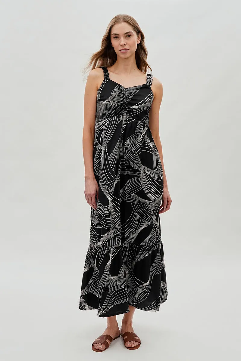 Beechers Brook Ruched Strap Maxi Dress - Black sold by Fairweather