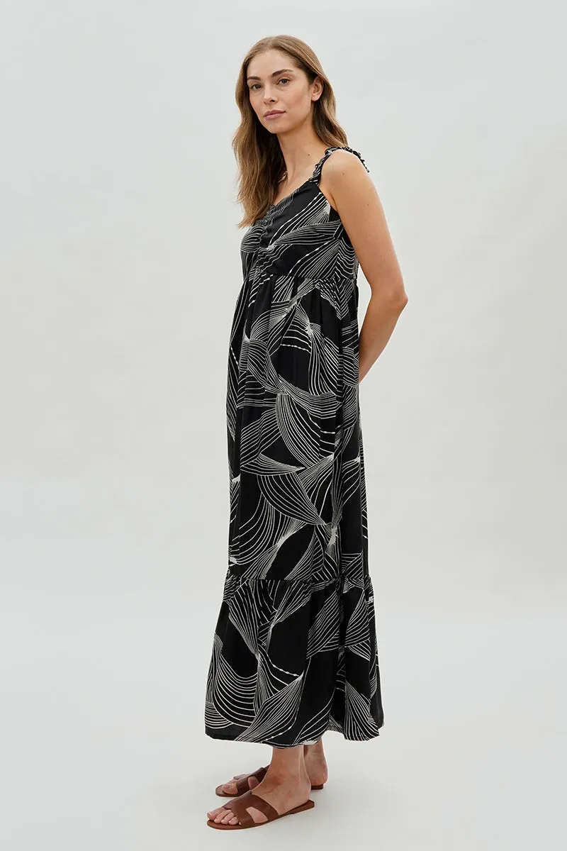Beechers Brook Ruched Strap Maxi Dress - Black sold by Fairweather product image thumbnail 2