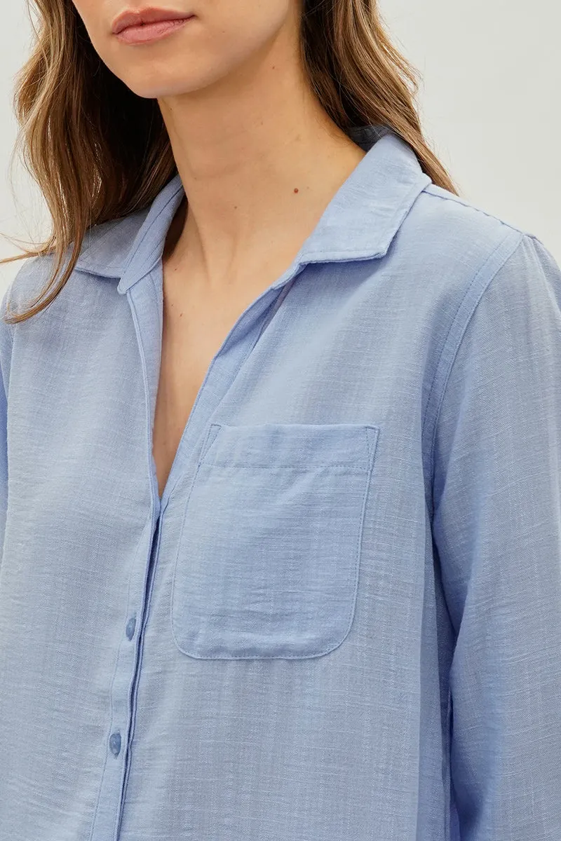 Super Triple Goose Vintage Textured Button Up Shirt - Blue sold by Fairweather product image thumbnail 4