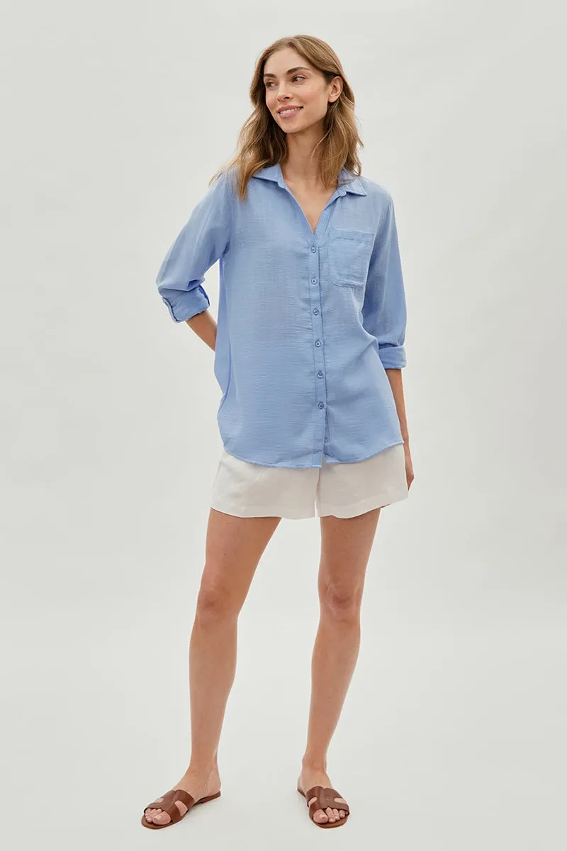 Super Triple Goose Vintage Textured Button Up Shirt - Blue sold by Fairweather product image thumbnail 5