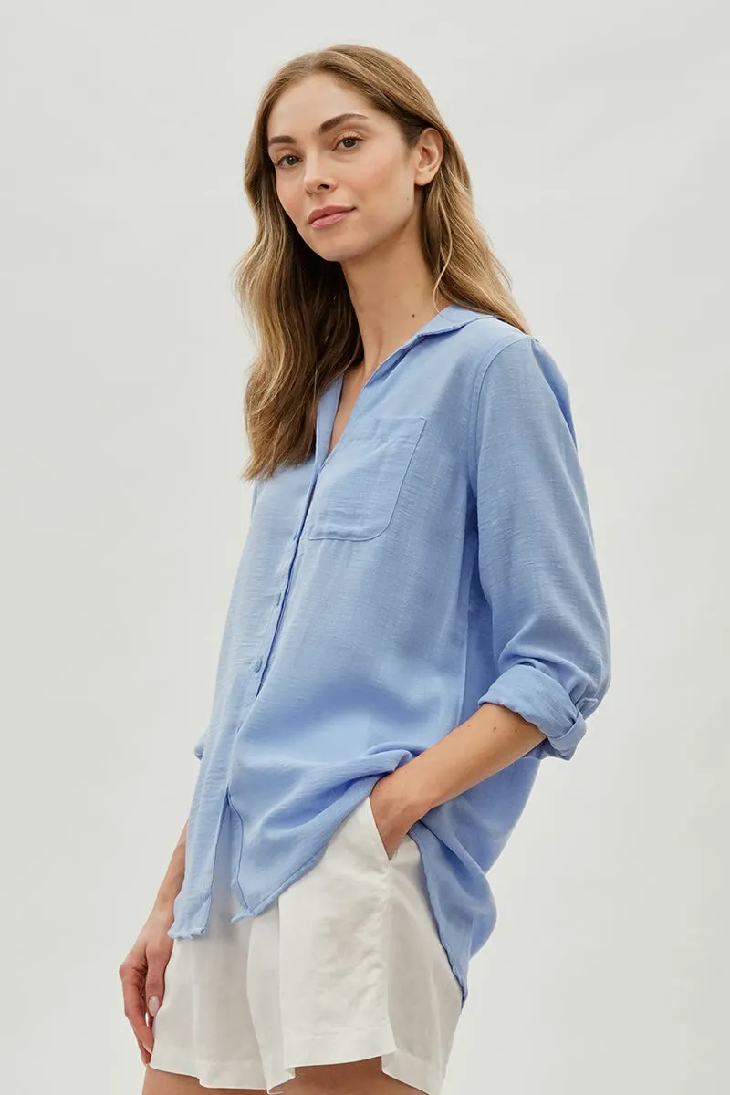 Super Triple Goose Vintage Textured Button Up Shirt - Blue sold by Fairweather product image thumbnail 2