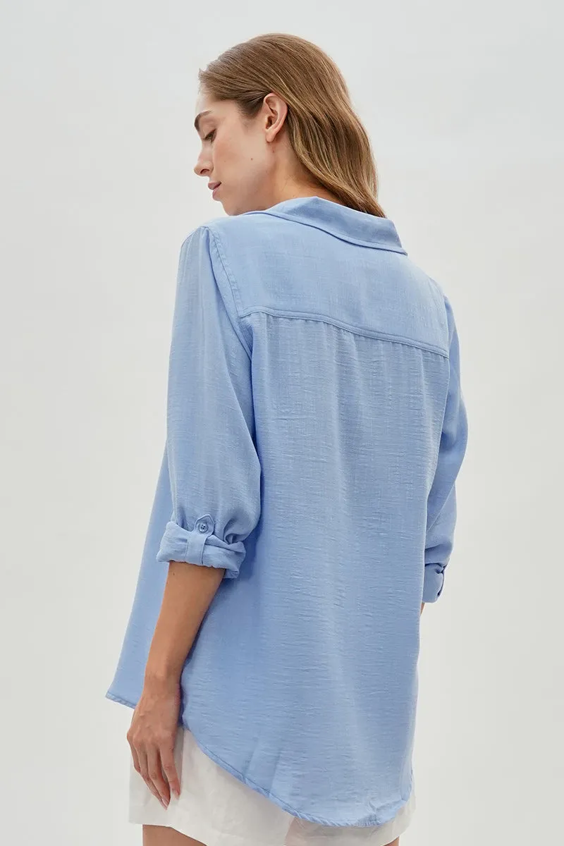 Super Triple Goose Vintage Textured Button Up Shirt - Blue sold by Fairweather product image thumbnail 3