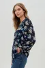 Beechers Brook Floral Tie-Neck Chiffon Blouse - Navy sold by Fairweather