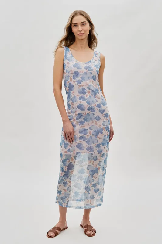 Stylexchange Floral Sheer Lined Maxi Dress - Blue sold by Fairweather