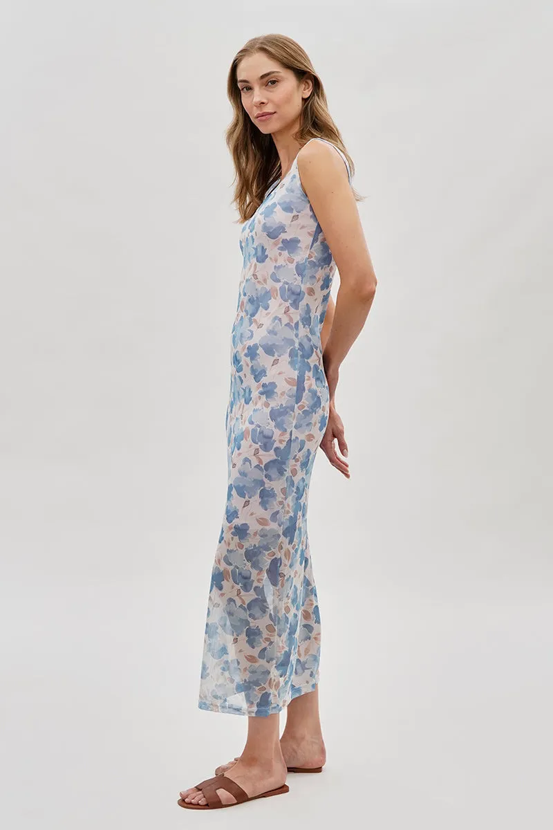 Stylexchange Floral Sheer Lined Maxi Dress - Blue sold by Fairweather product image thumbnail 2