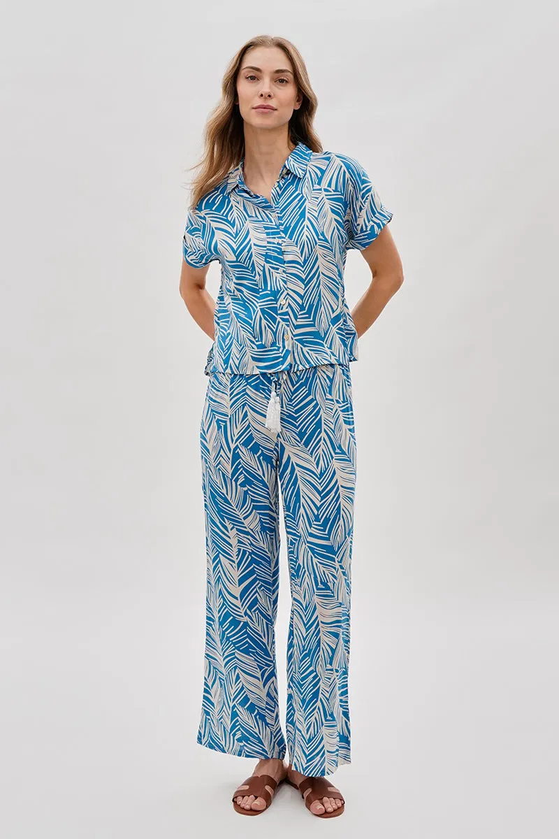 International INC Company Leaf Print Wide Leg Pants - Blue sold by Fairweather product image thumbnail 5
