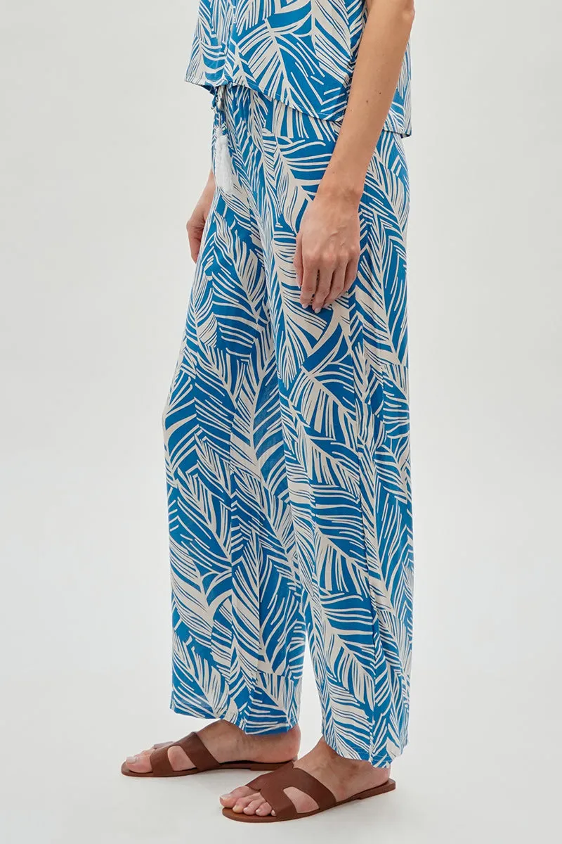 International INC Company Leaf Print Wide Leg Pants - Blue sold by Fairweather product image thumbnail 2