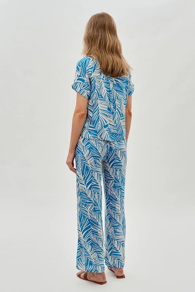 International INC Company Leaf Print Wide Leg Pants - Blue sold by Fairweather product image thumbnail 3