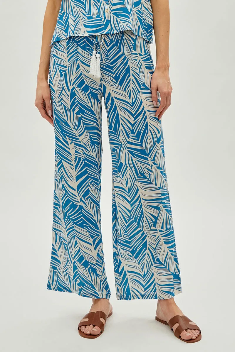 International INC Company Leaf Print Wide Leg Pants - Blue sold by Fairweather