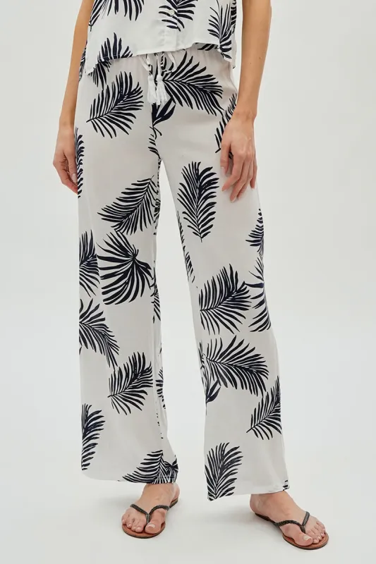 International INC Company Leaf Print Wide Leg Pants - White sold by Fairweather