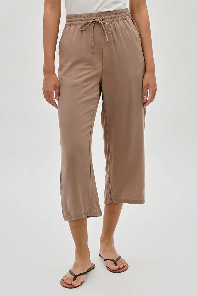 International INC Company Cropped Tie Waist Pants - Taupe sold by Fairweather