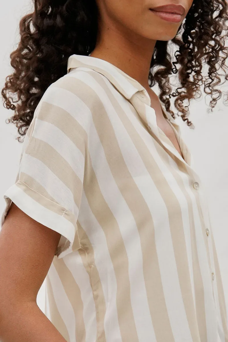 Stylexchange Vintage Striped Button Down Shirt - Beige sold by Fairweather product image thumbnail 4