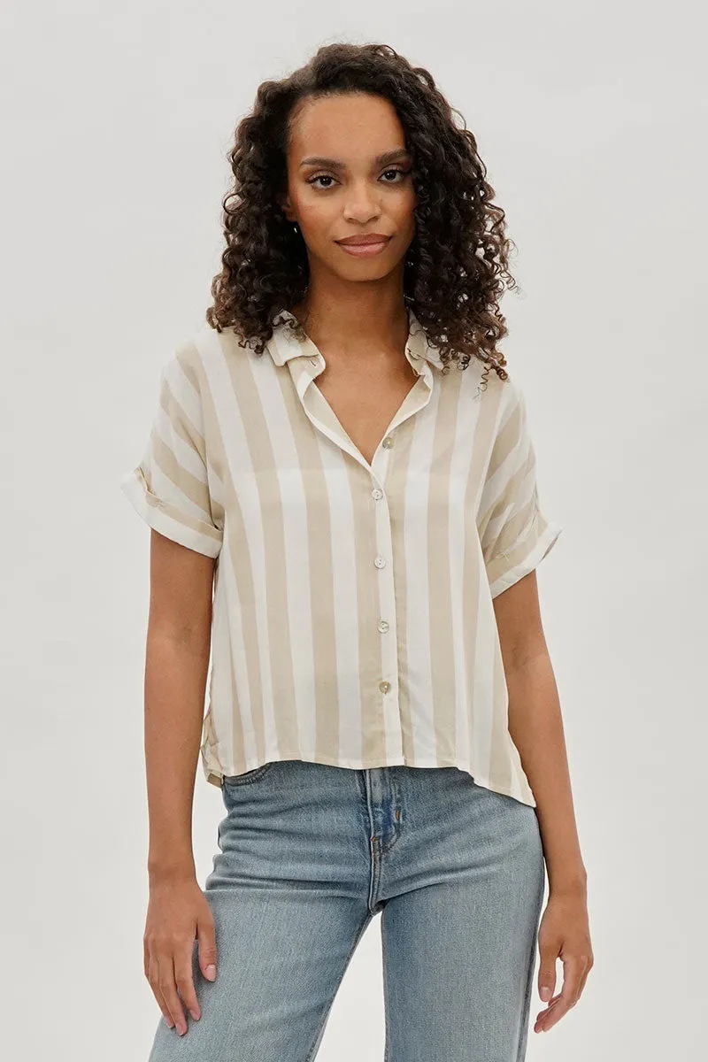 Stylexchange Vintage Striped Button Down Shirt - Beige sold by Fairweather