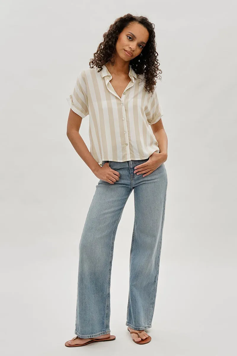 Stylexchange Vintage Striped Button Down Shirt - Beige sold by Fairweather product image thumbnail 5