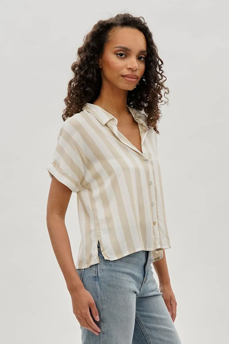 Stylexchange Vintage Striped Button Down Shirt - Beige sold by Fairweather product image thumbnail 2