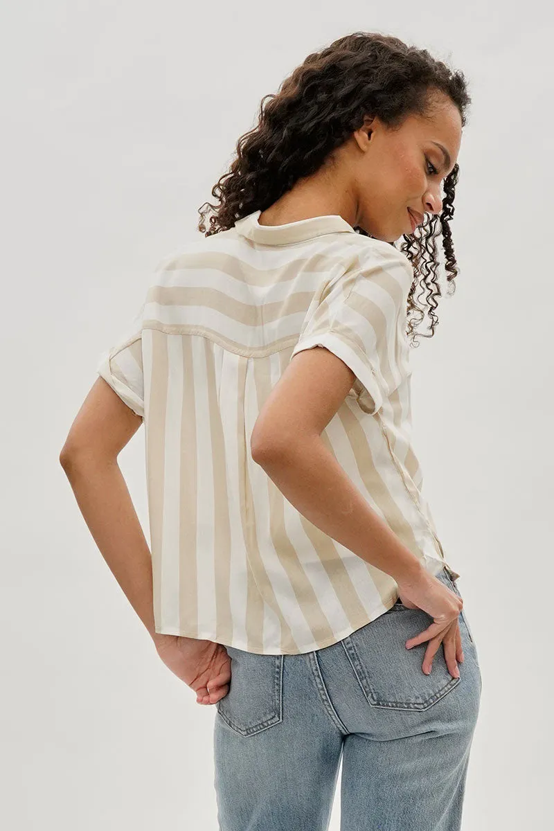 Stylexchange Vintage Striped Button Down Shirt - Beige sold by Fairweather product image thumbnail 3