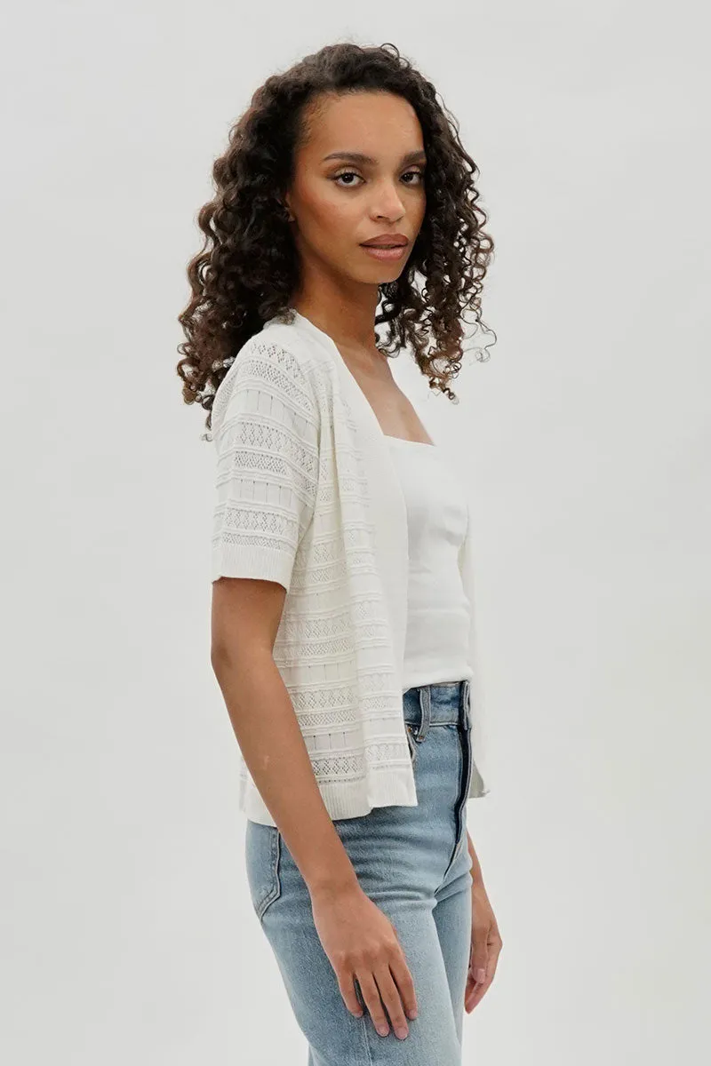 Beechers Brook Short Sleeve Knit Cardigan - White sold by Fairweather product image thumbnail 2