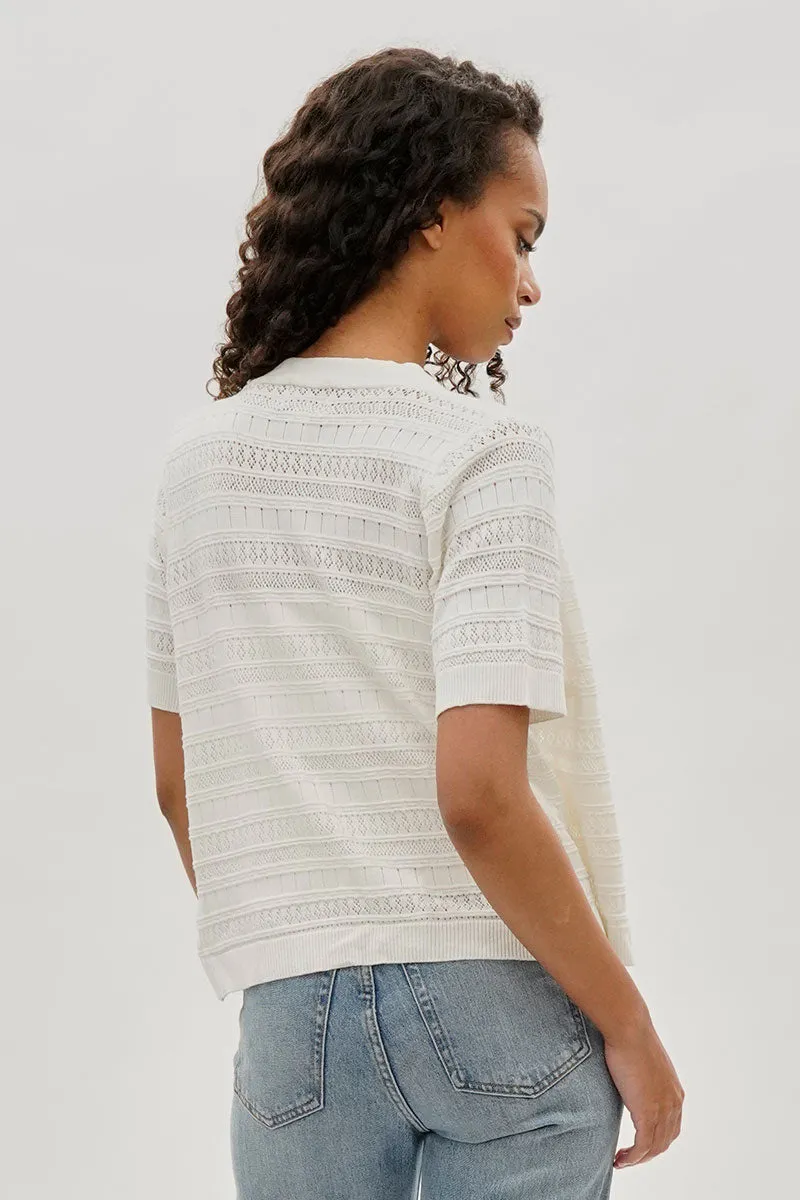 Beechers Brook Short Sleeve Knit Cardigan - White sold by Fairweather product image thumbnail 3