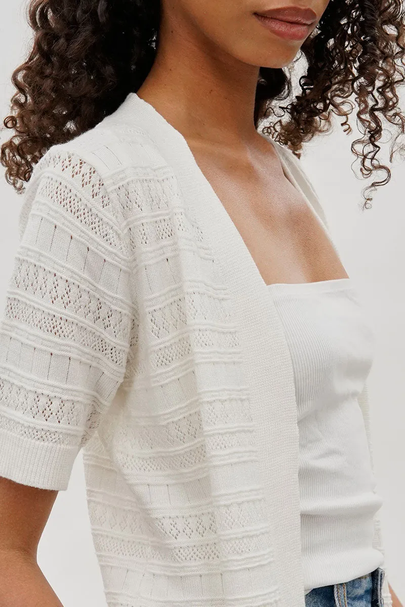 Beechers Brook Short Sleeve Knit Cardigan - White sold by Fairweather product image thumbnail 4