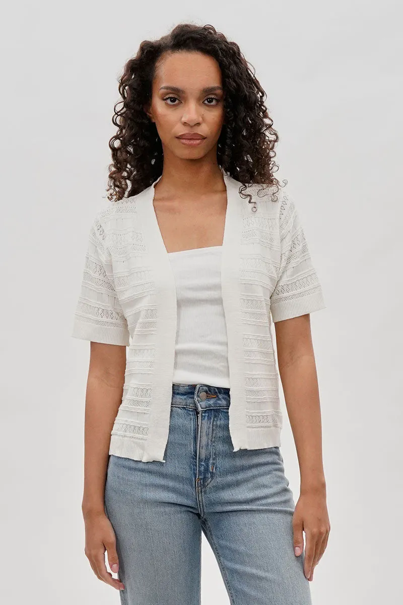 Beechers Brook Short Sleeve Knit Cardigan - White sold by Fairweather