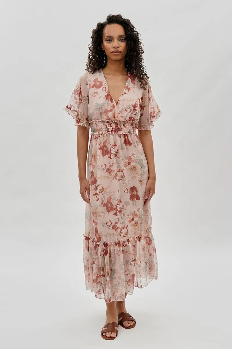 Limite Floral Cinched Waist Maxi Dress - Blush sold by Fairweather product image thumbnail 5