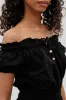 Runaway Bay Cinched Short Sleeve Blouse - Black sold by Fairweather