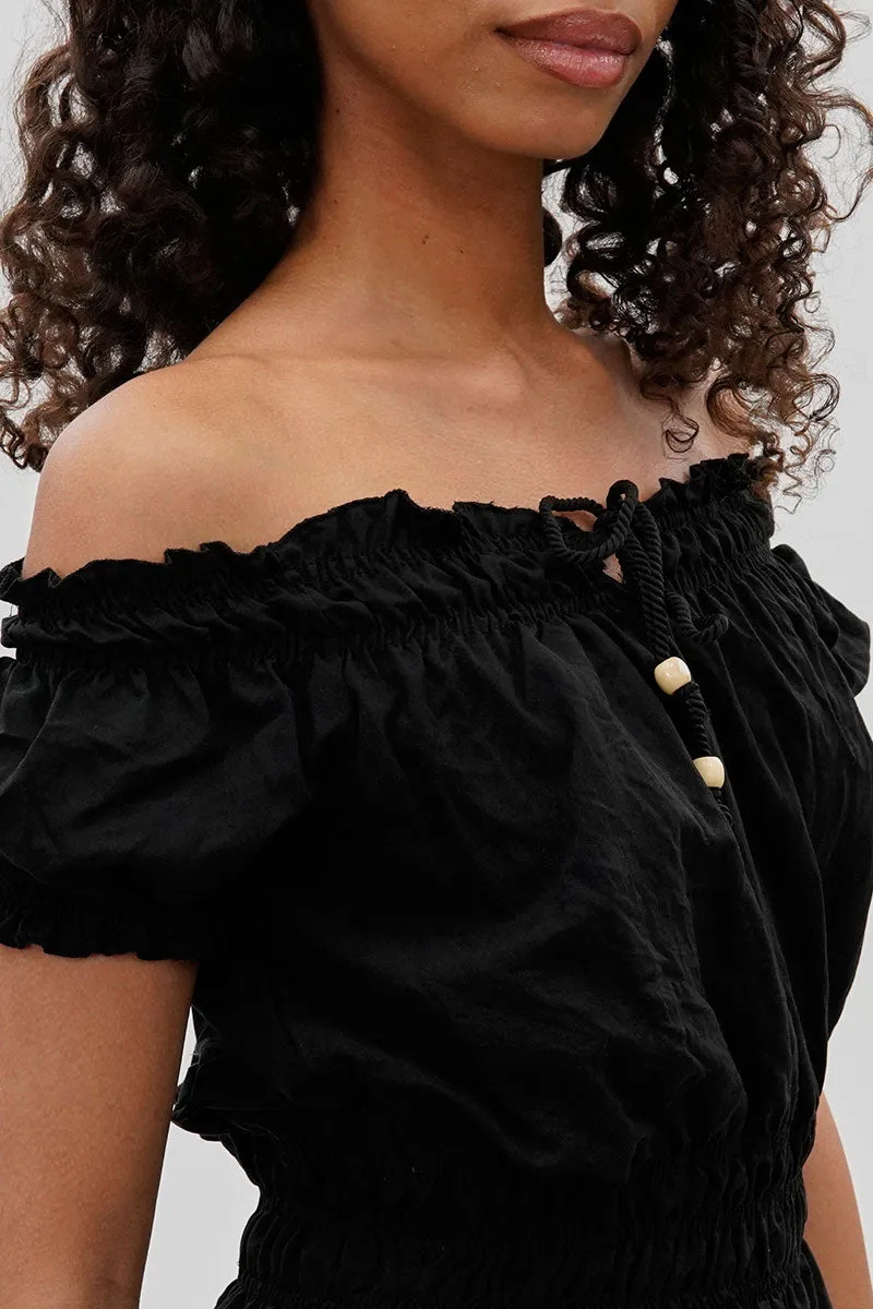 Cinched Short Sleeve Blouse - Black sold by Fairweather product image thumbnail 4
