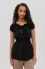 Runaway Bay Cinched Short Sleeve Blouse - Black sold by Fairweather