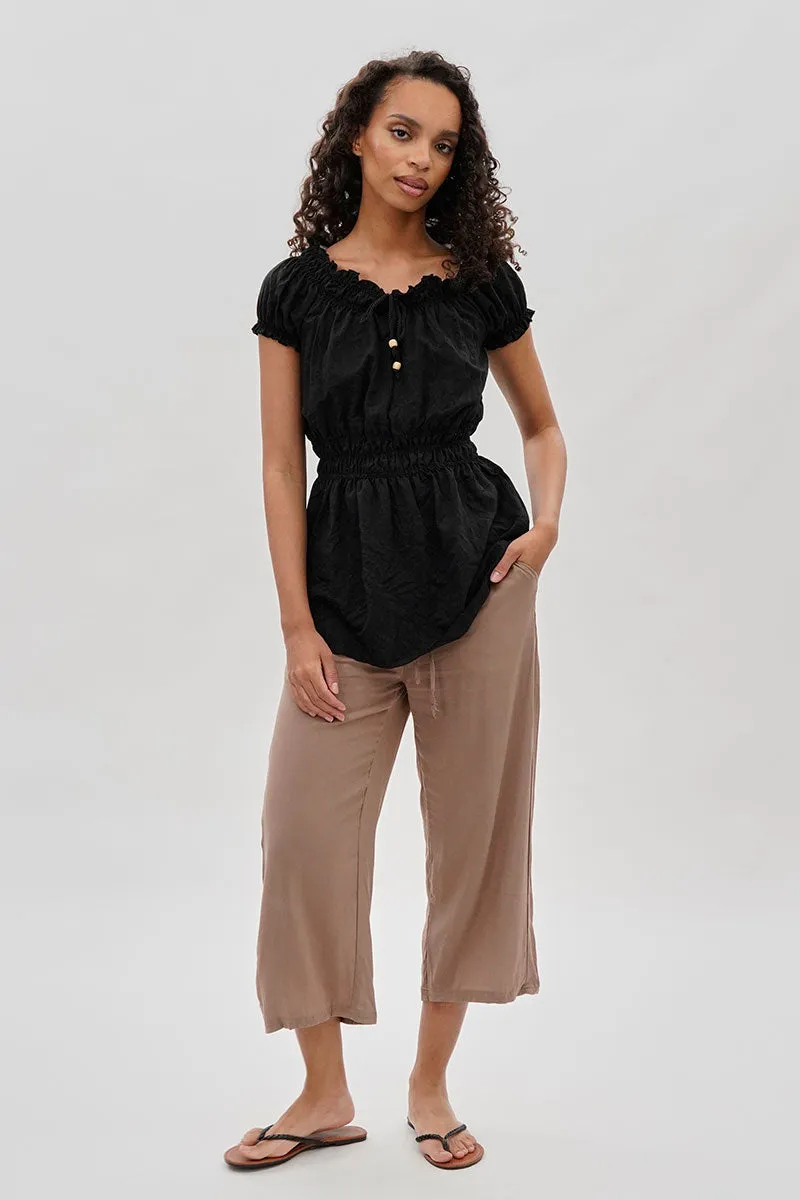 Cinched Short Sleeve Blouse - Black sold by Fairweather product image thumbnail 5
