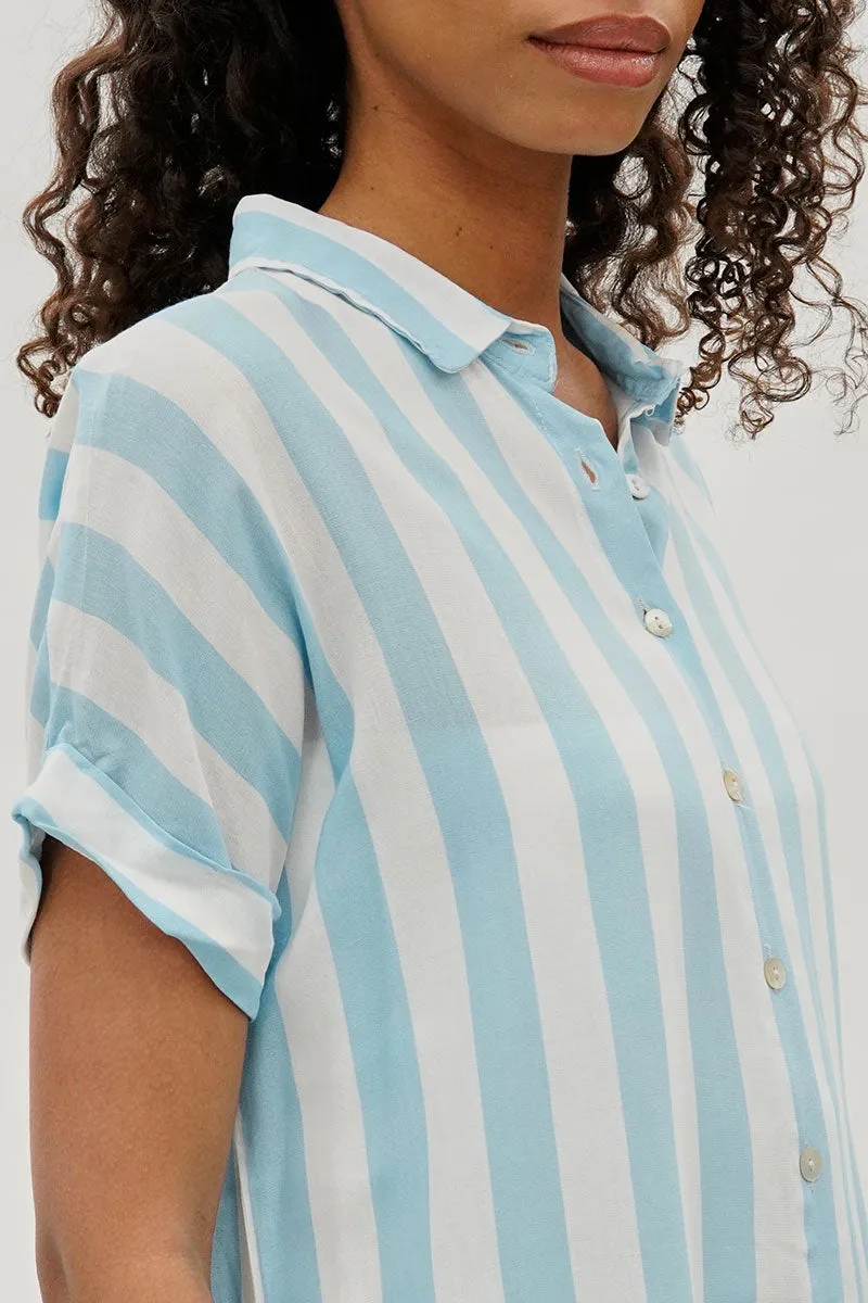 Stylexchange Vintage Striped Button Down Shirt - Blue sold by Fairweather product image thumbnail 4