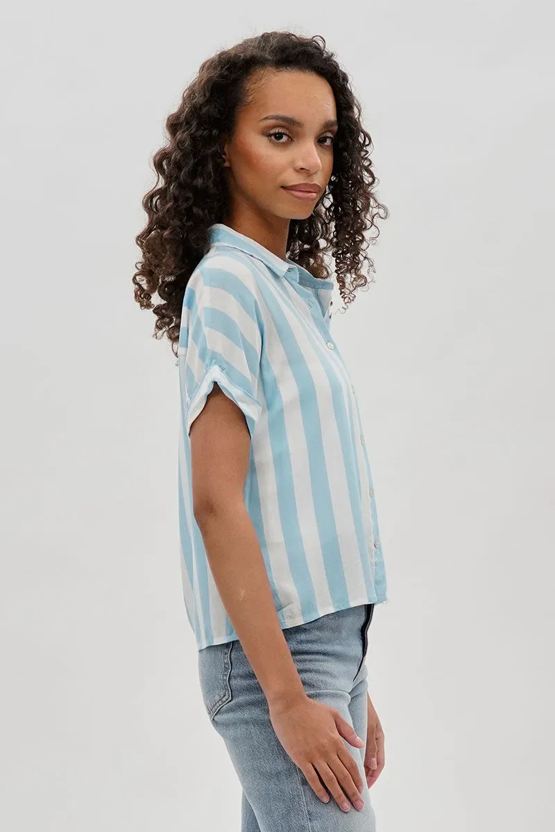 Stylexchange Vintage Striped Button Down Shirt - Blue sold by Fairweather product image thumbnail 2