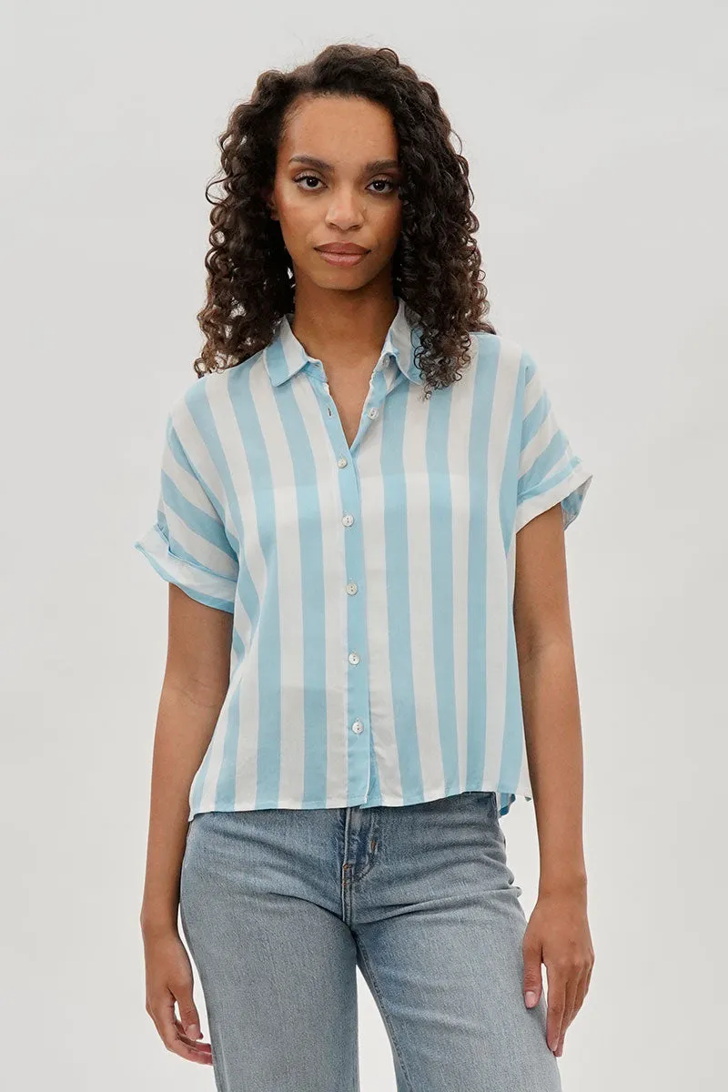 Stylexchange Vintage Striped Button Down Shirt - Blue sold by Fairweather
