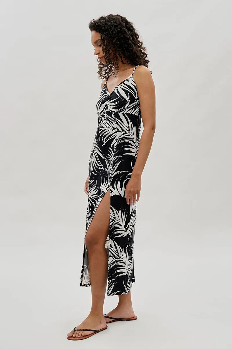International INC Company Leaf Print Side Slit Maxi Dress - Black sold by Fairweather product image thumbnail 2
