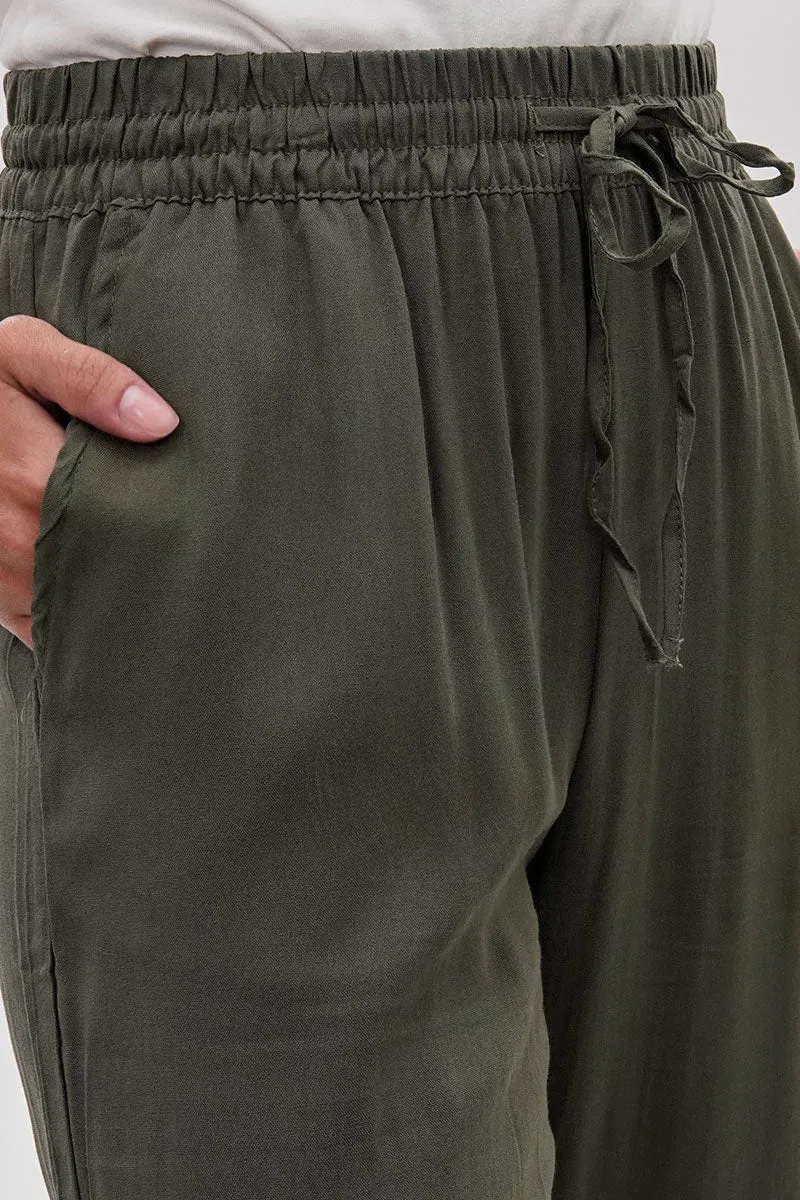International INC Company Cropped Tie Waist Pants - Olive sold by Fairweather product image thumbnail 4