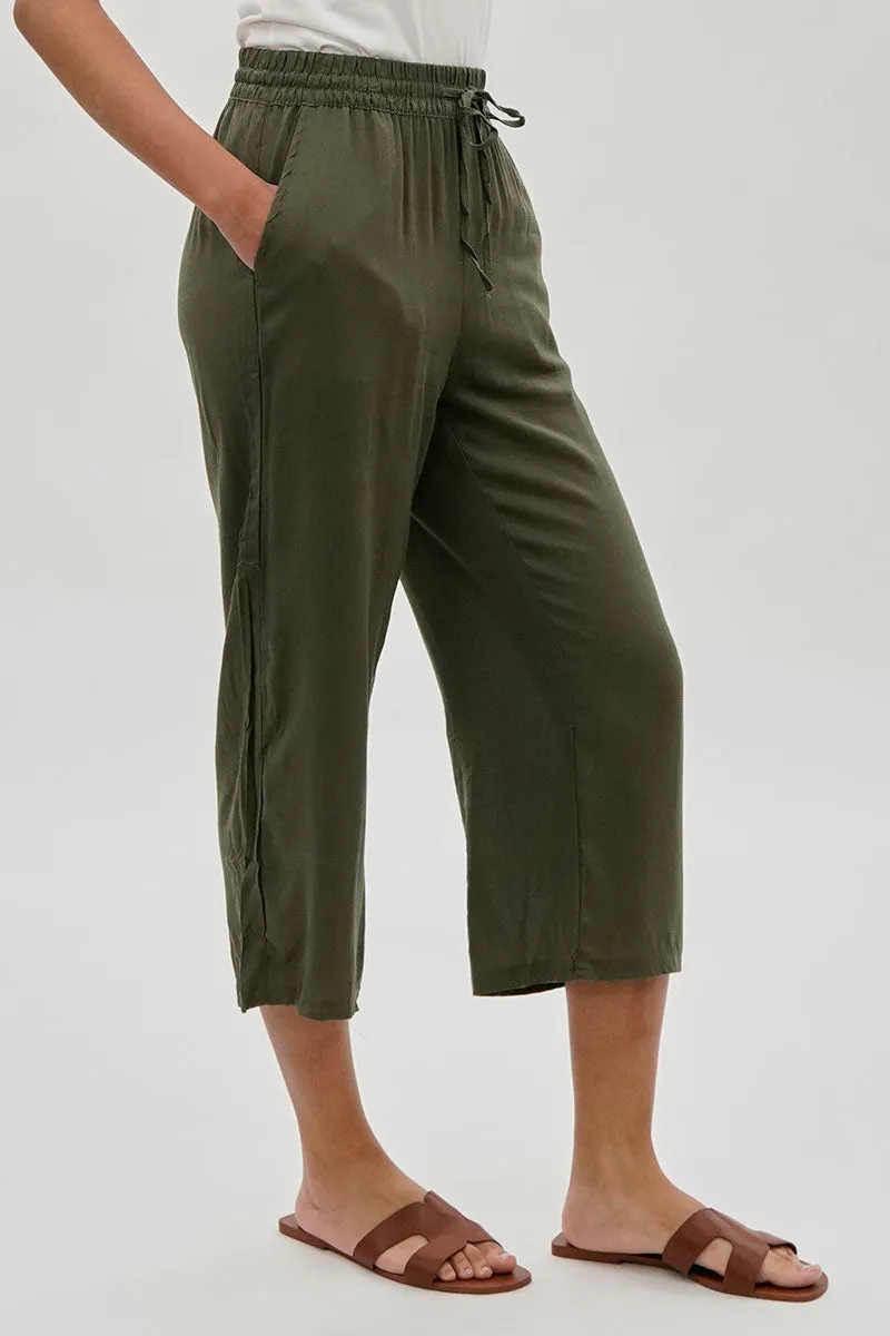 International INC Company Cropped Tie Waist Pants - Olive sold by Fairweather product image thumbnail 2